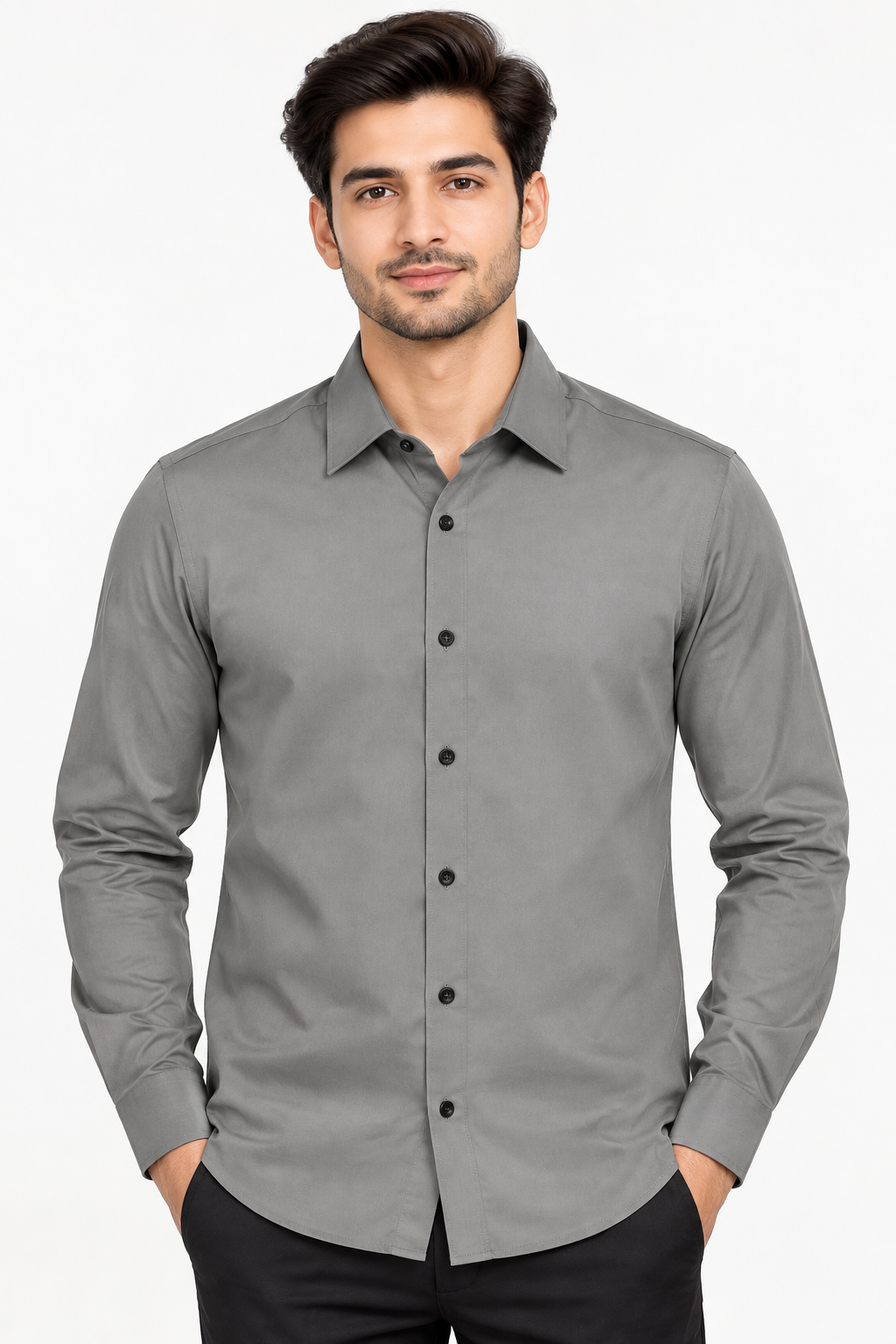 Men’s Light Sage Green Solid Full Sleeve Shirt