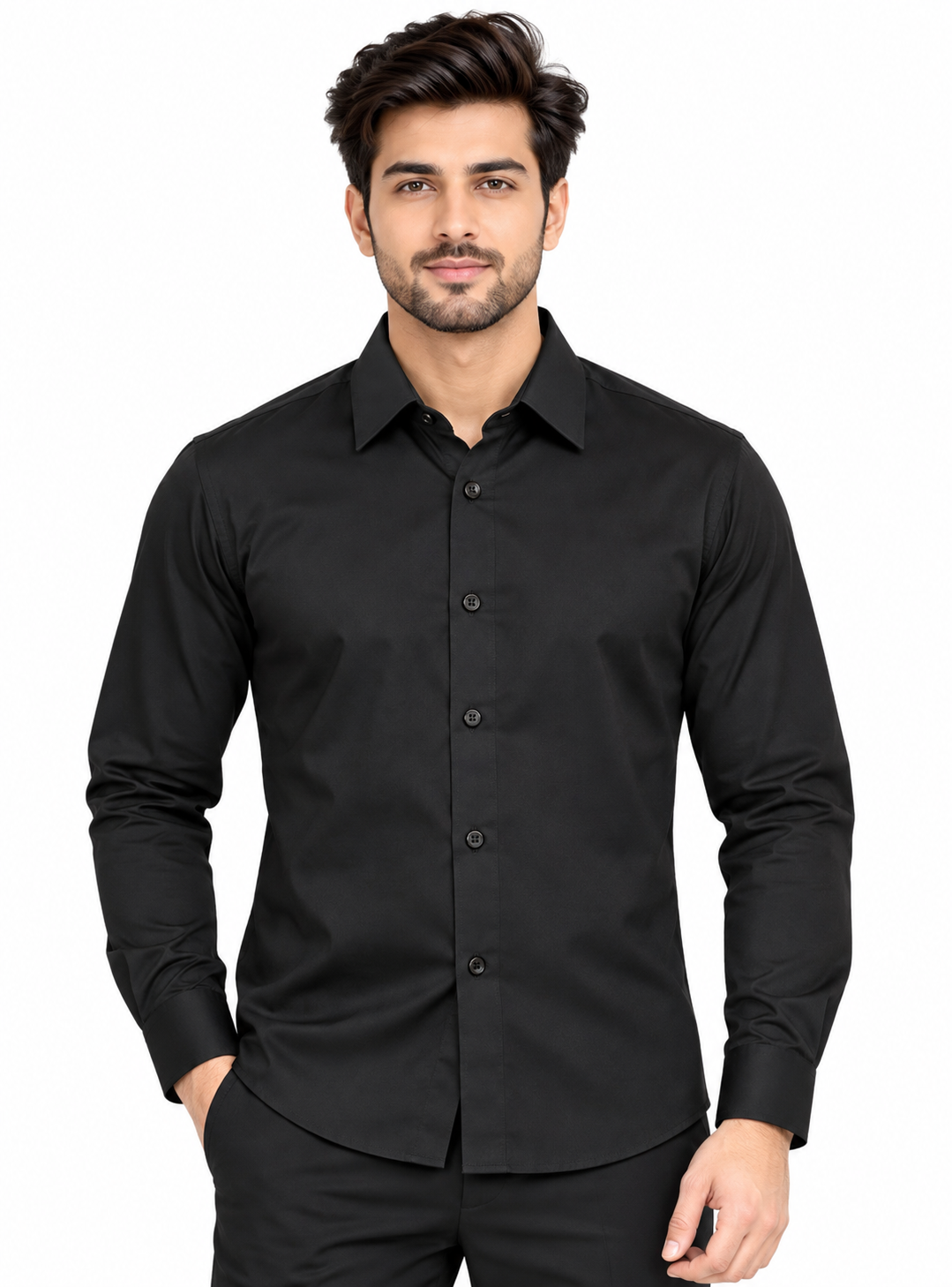 Men’s Black Micro Print Full Sleeve Shirt