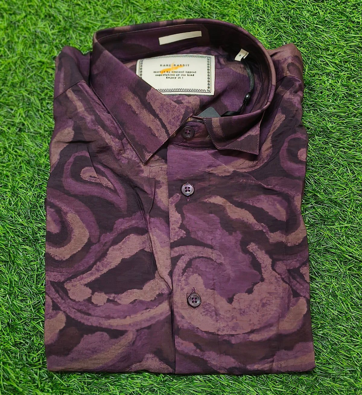Men’s Purple Abstract Print Full Sleeve Shirt