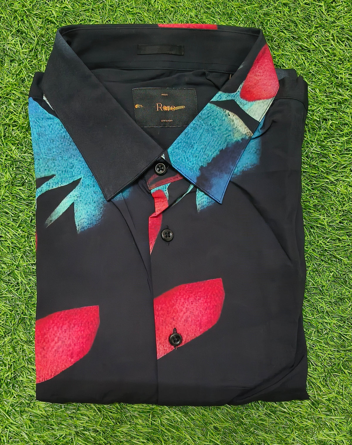 Men’s Black Multicolour Abstract Print Half Sleeve Shirt