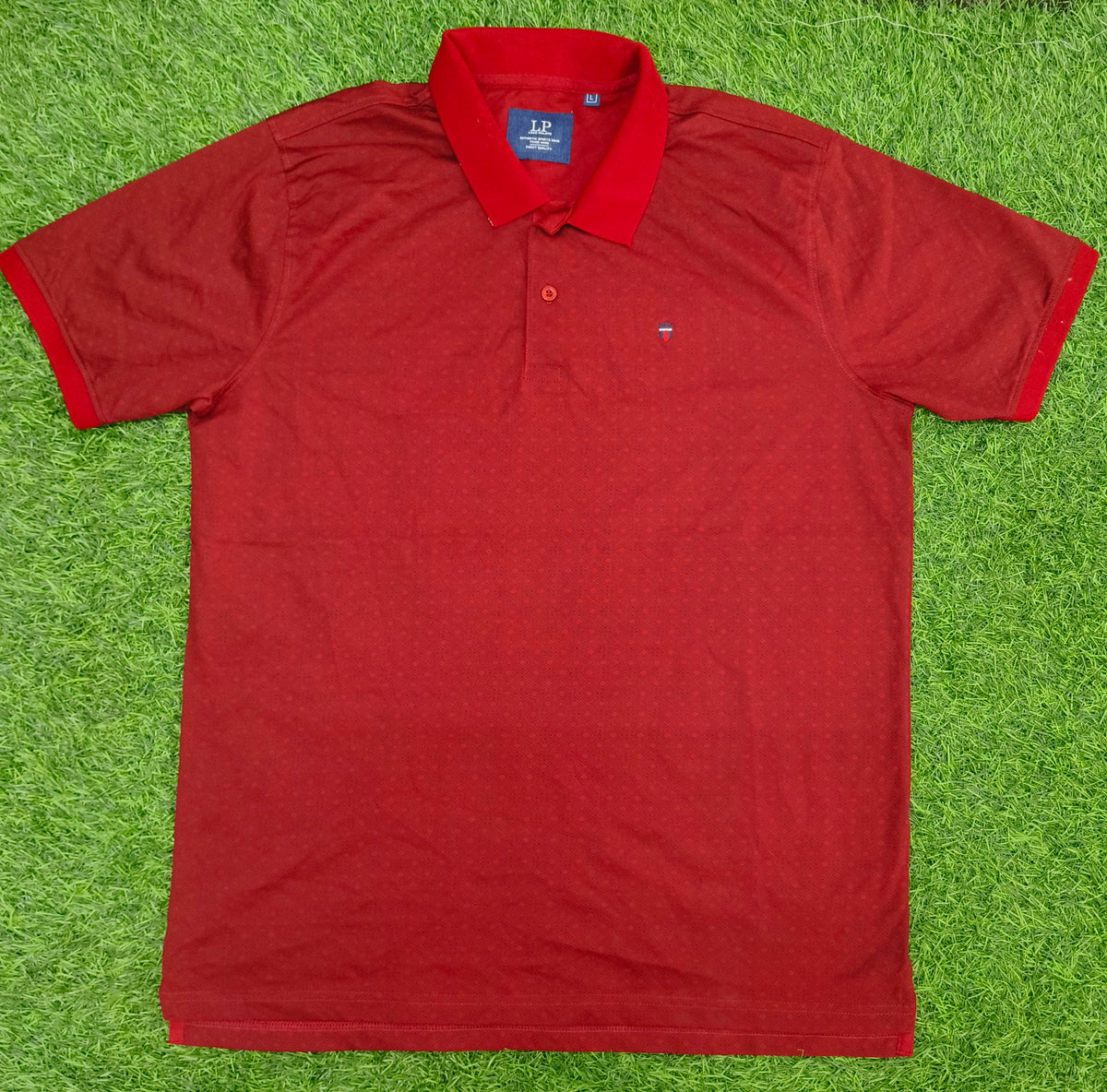 Men’s Maroon Red Textured Polo Collar T-Shirt