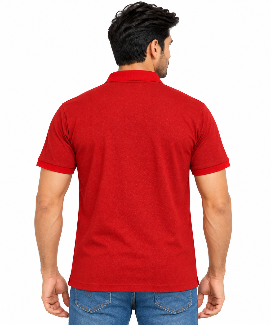 Men’s Maroon Red Textured Polo Collar T-Shirt