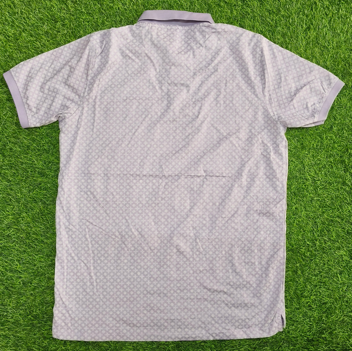 Men’s Purple Micro Printed Polo Collar T-Shirt