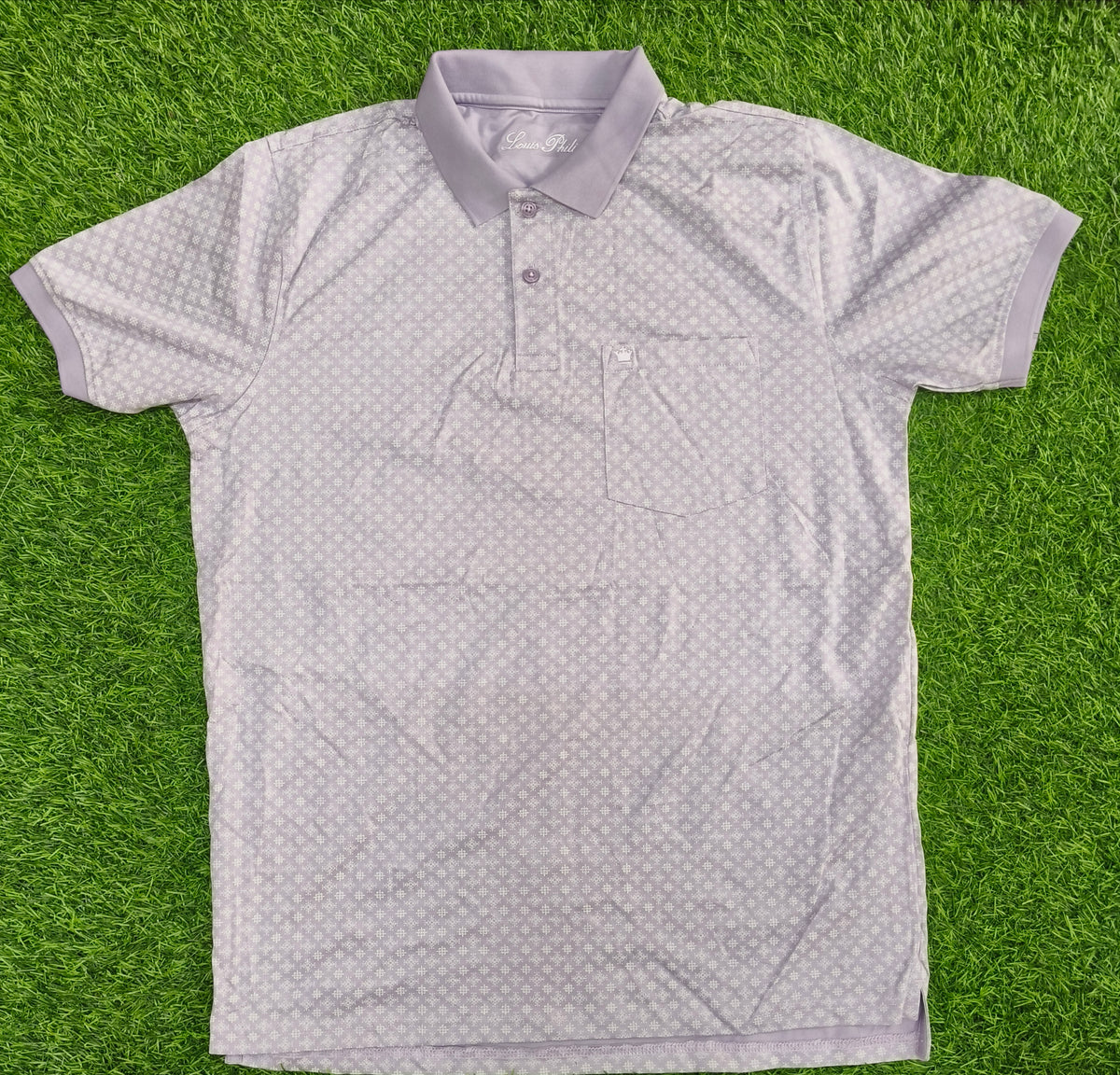Men’s Purple Micro Printed Polo Collar T-Shirt