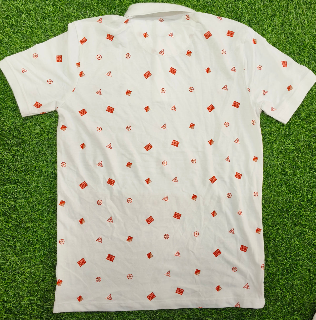 Men’s Grey & Brown Micro Printed Polo Collar T-Shirt