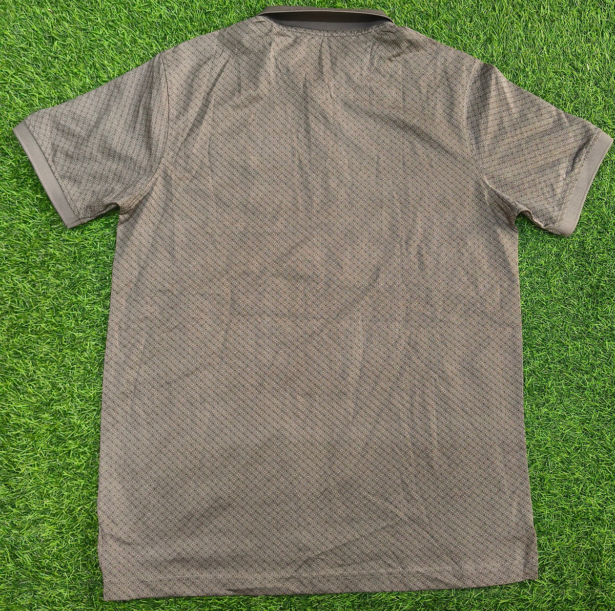 Men’s Grey & Brown Micro Printed Polo Collar T-Shirt