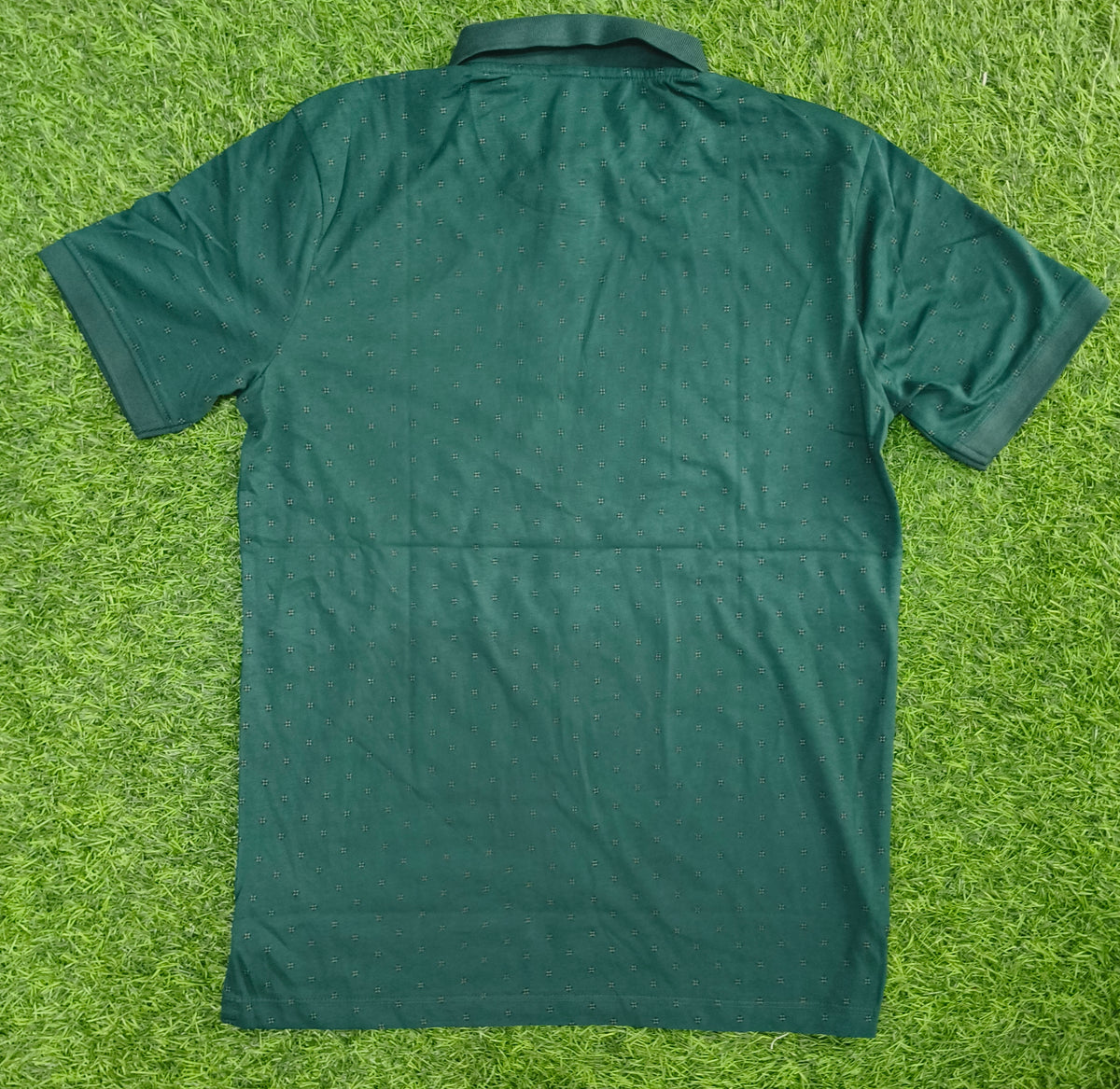 Men’s Dark Green Micro Printed Polo Collar T-Shirt