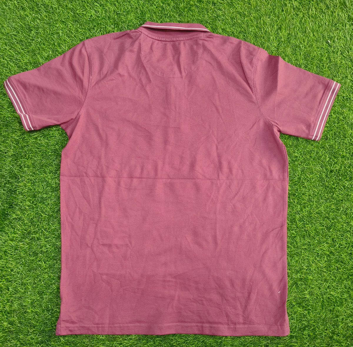 Men’s Dark Purple Textured Zip Polo Collar T-Shirt