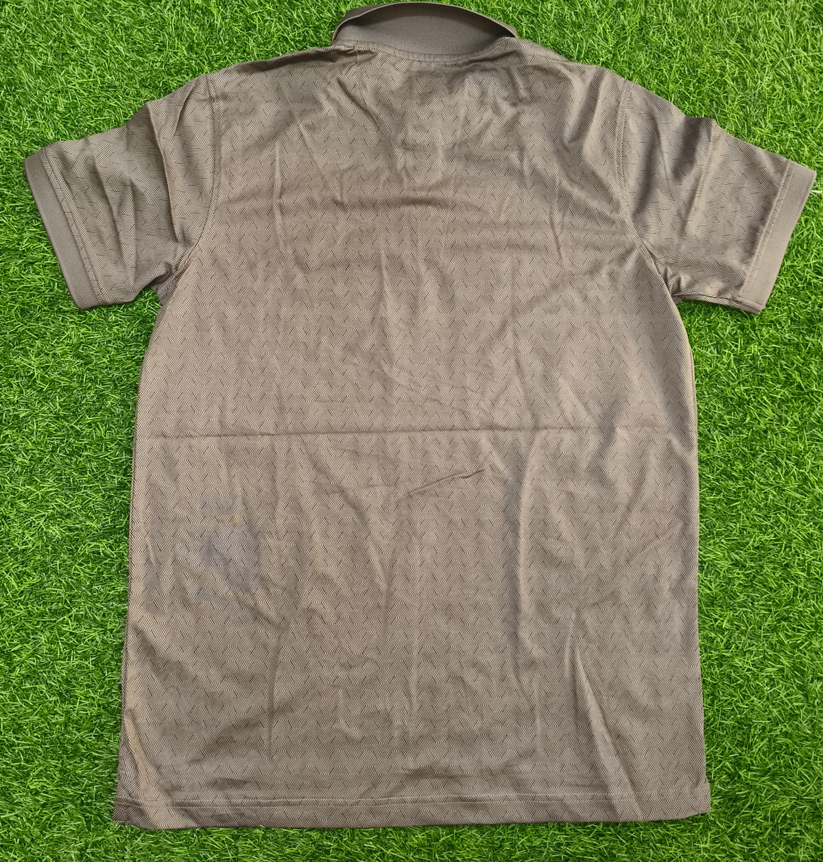Men’s Brown Chevron Print Polo Collar T-Shirt