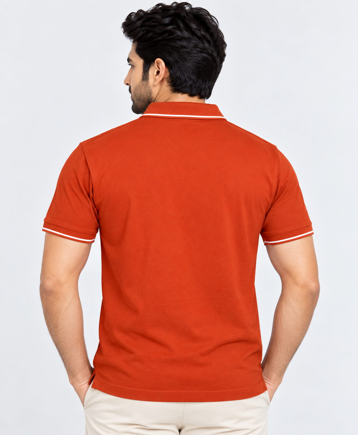 Men’s Rust Orange Contrast Collar Polo T-Shirt