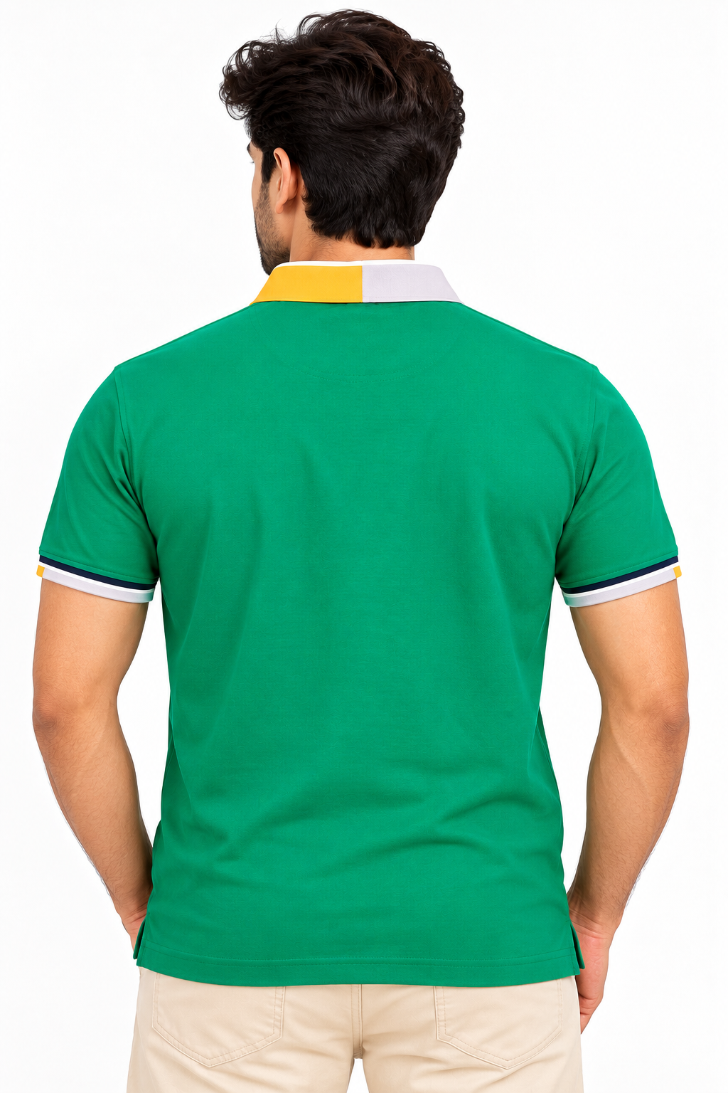 Men’s Green Colour Block Collar Polo T-Shirt