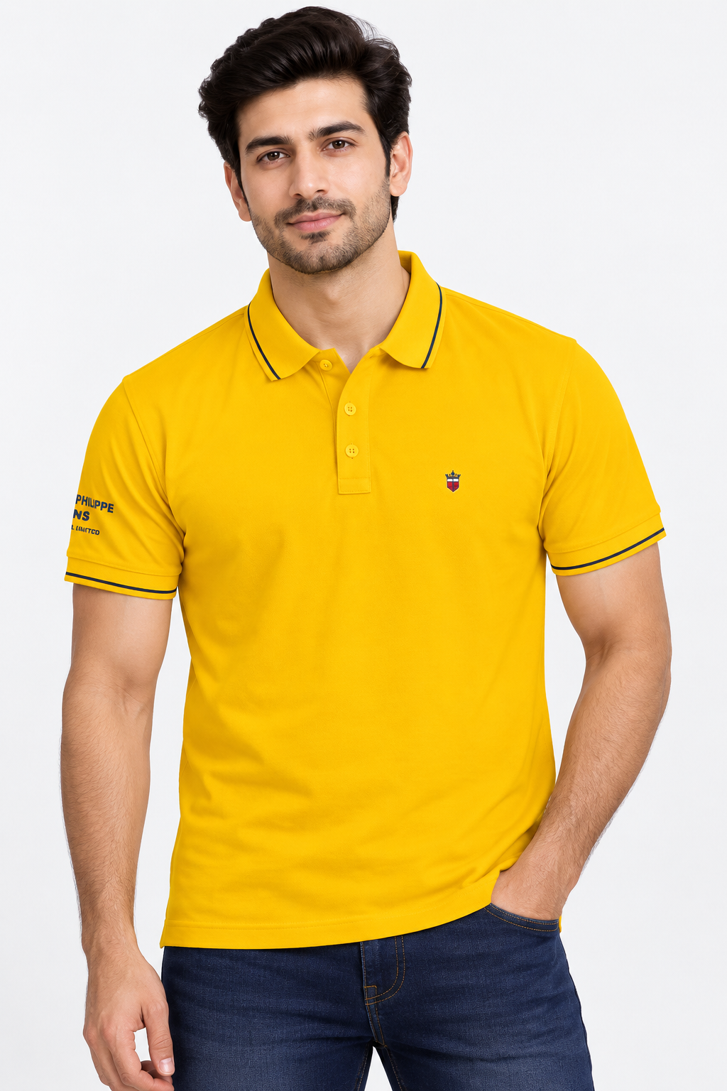 Men’s Mustard Yellow Contrast Collar Polo T-Shirt