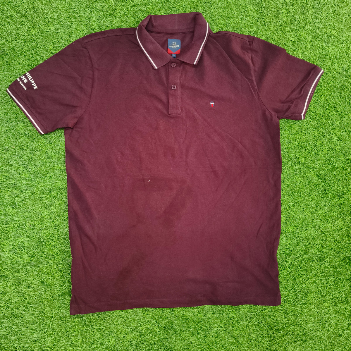 Men’s Maroon Contrast Tipped Collar Polo T-Shirt