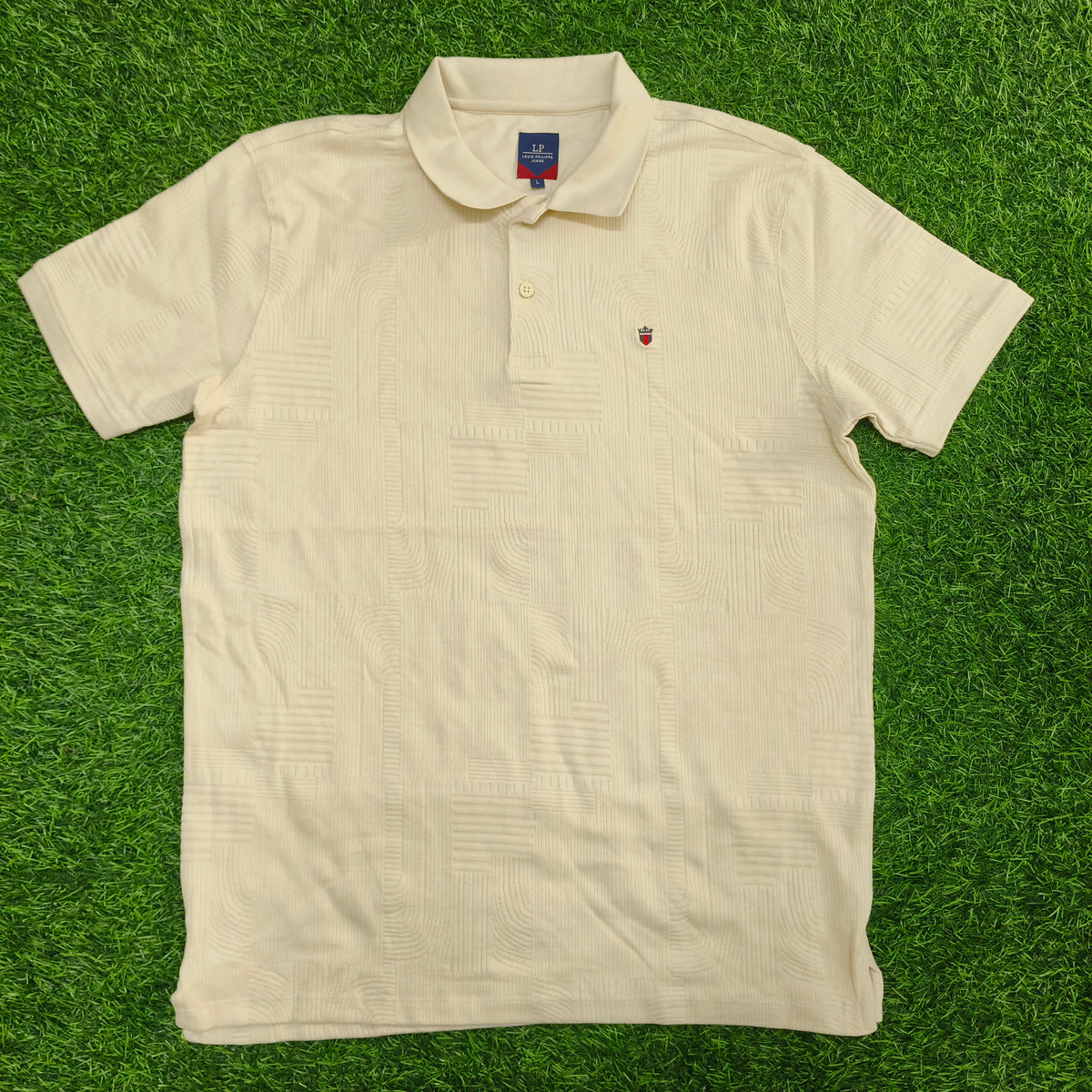 Men’s Cream Textured Polo Collar T-Shirt