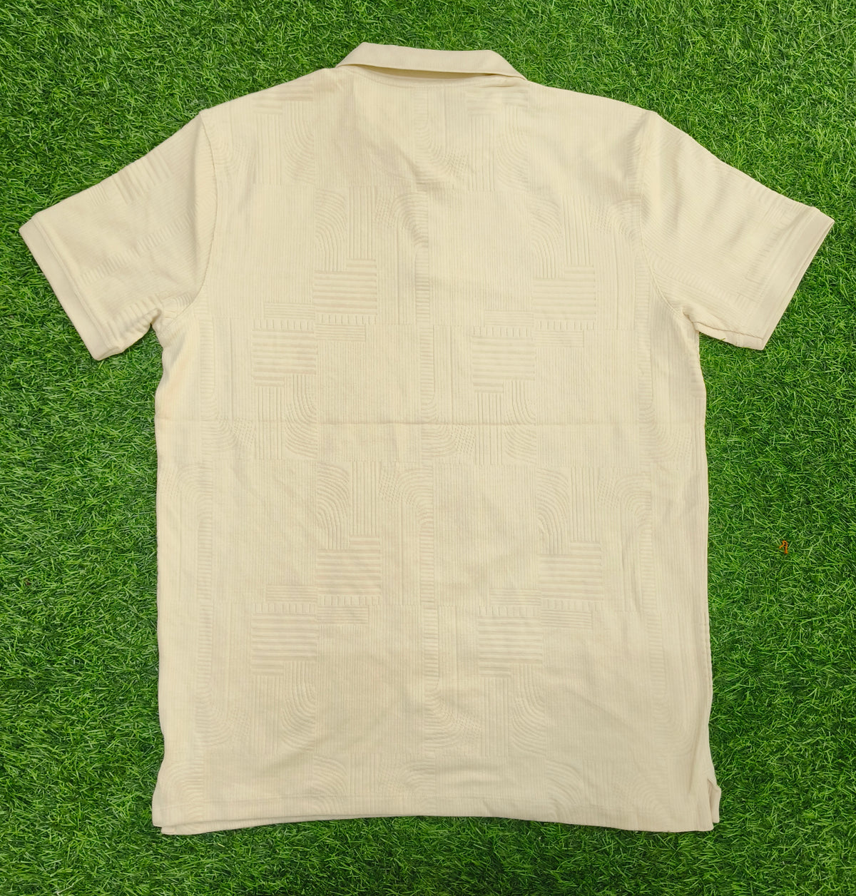 Men’s Cream Textured Polo Collar T-Shirt