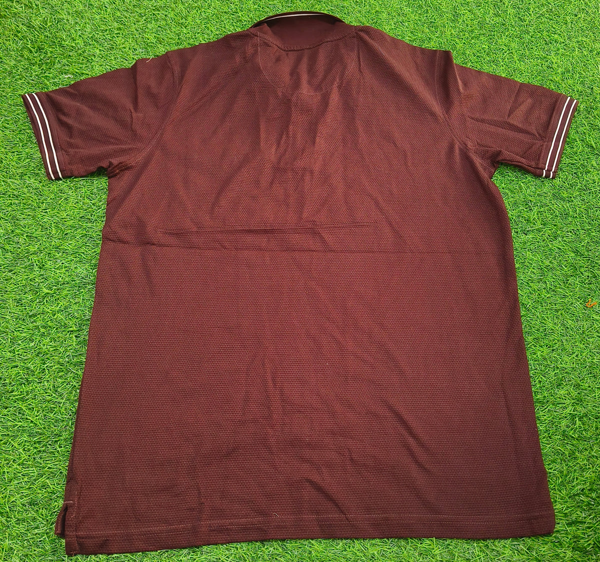 Men’s Maroon Textured Zip Polo T-Shirt