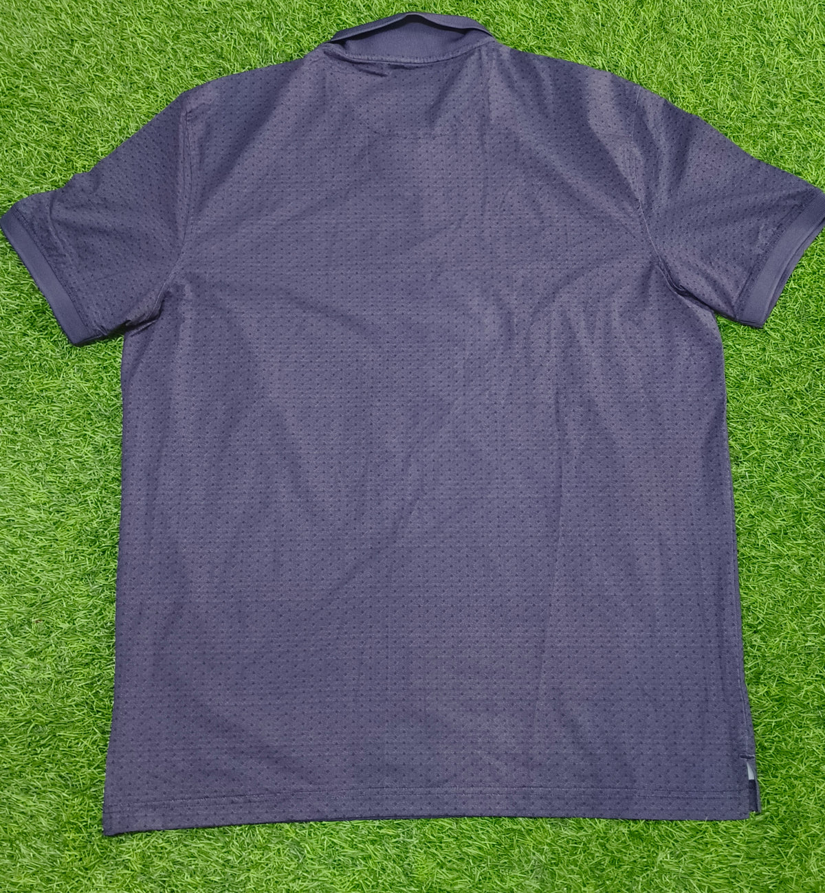 Men’s Navy Blue Textured Polo Collar T-Shirt