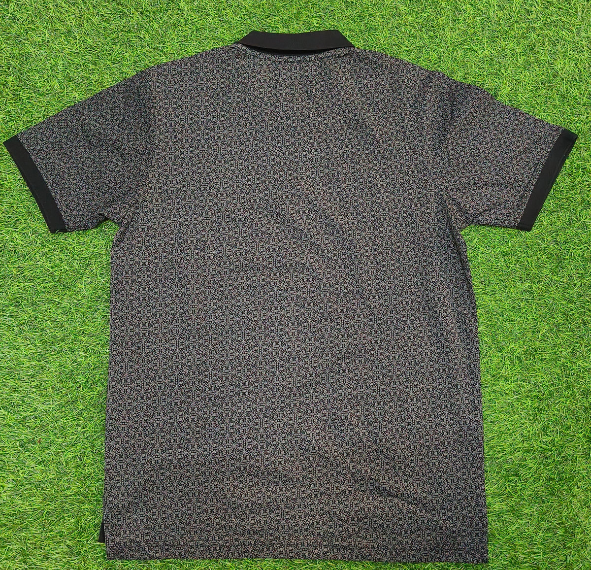 Men’s Black & Grey Printed Polo Collar T-Shirt