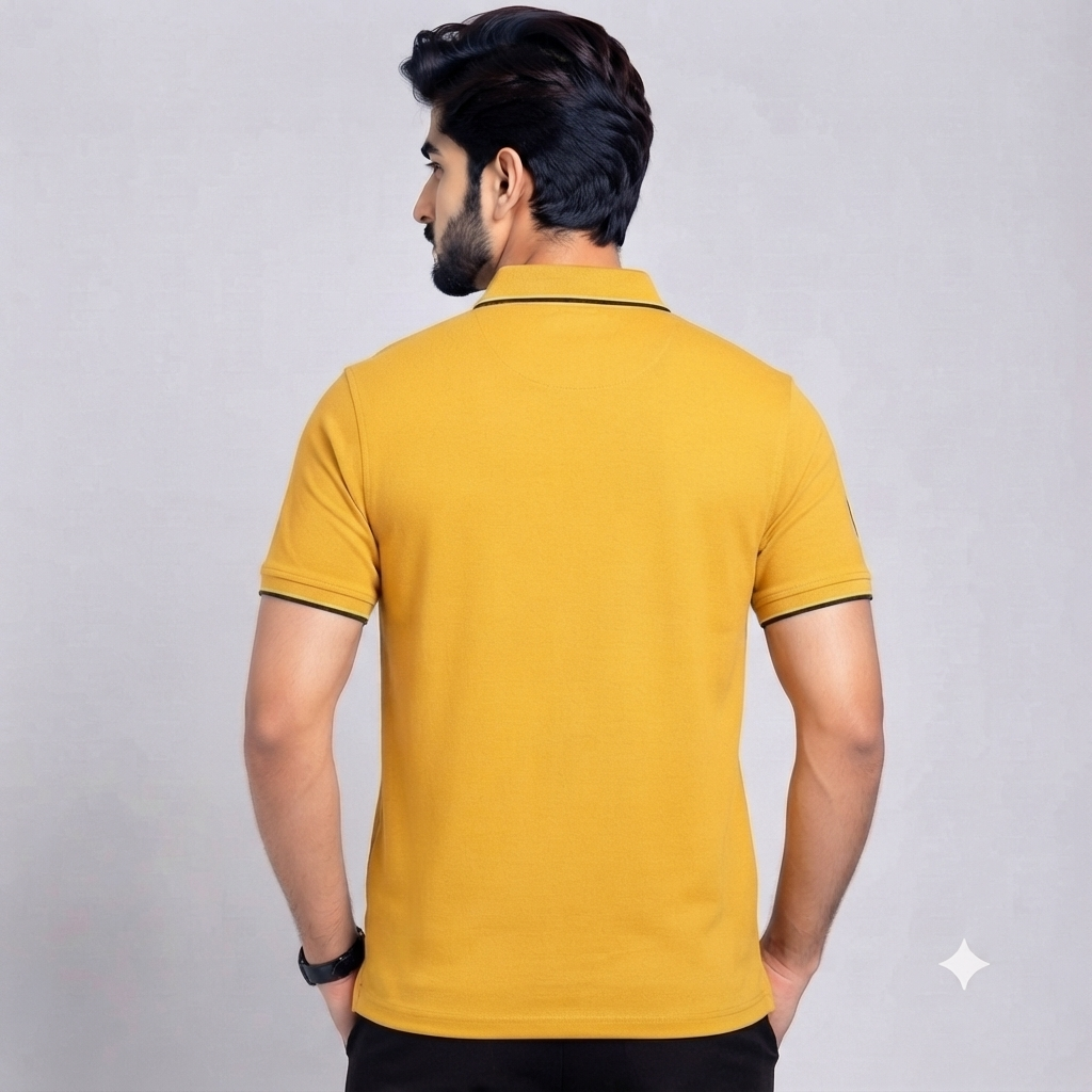 Men’s Mustard Yellow Polo Collar T-Shirt