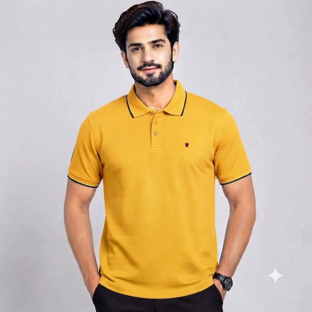 Men’s Mustard Yellow Polo Collar T-Shirt