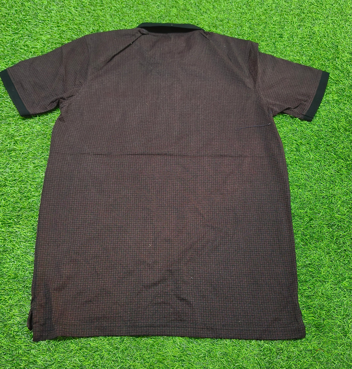 Men’s Dark Brown Micro Print Polo T-Shirt