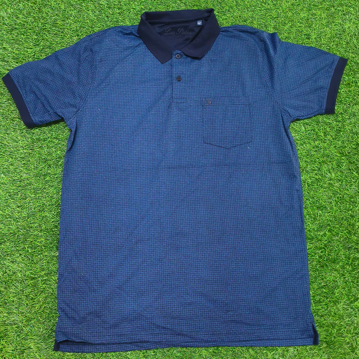 Men’s Navy Blue Micro Print Polo T-Shirt