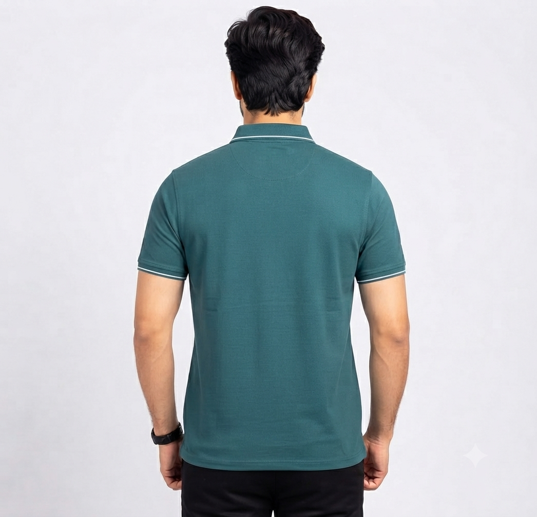 Men’s Teal Green Polo Collar T-Shirt