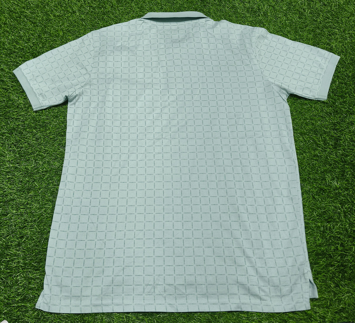 Men’s Light Mint Green Check Pattern Polo T-Shirt