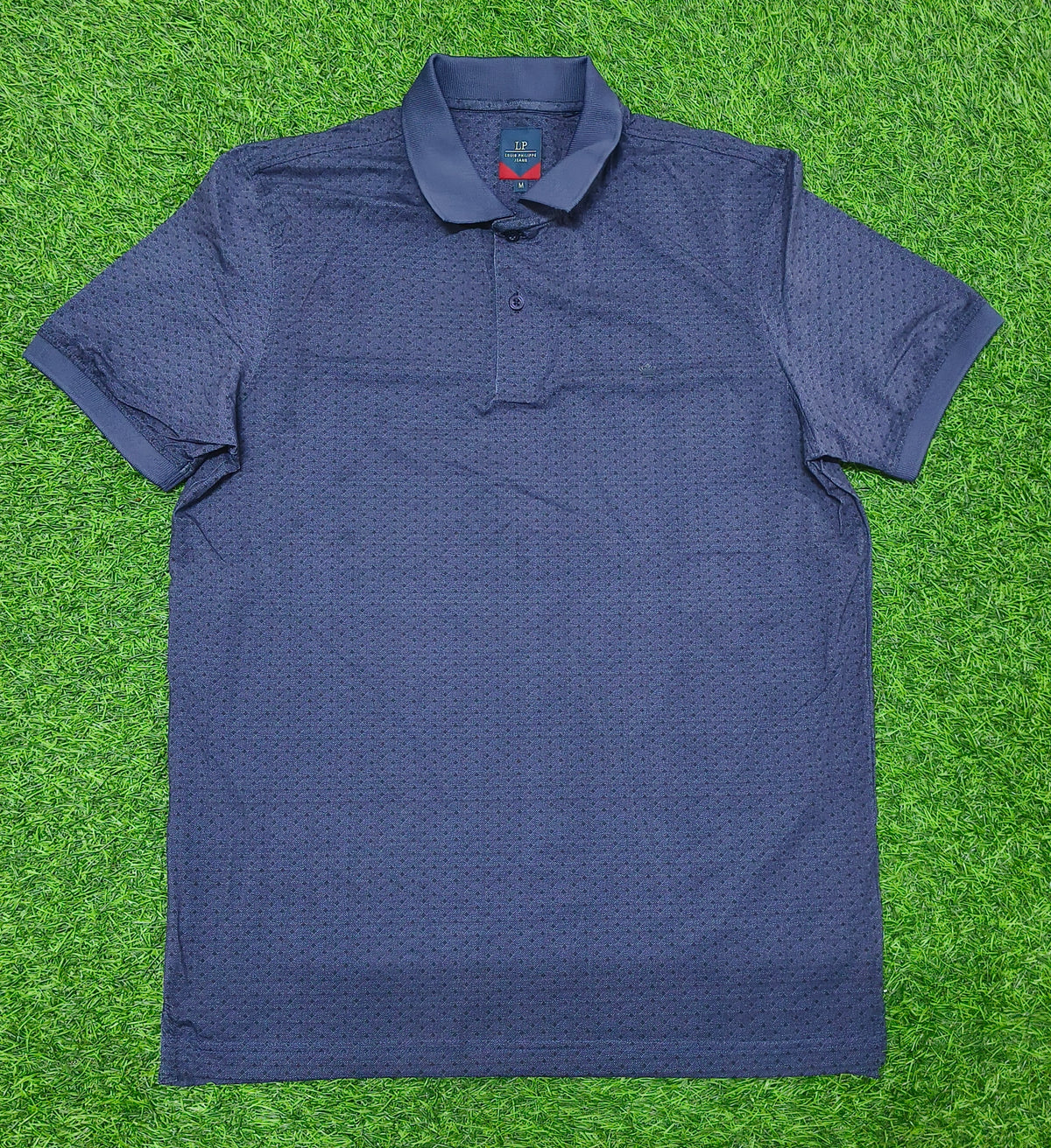 Men’s Navy Blue Textured Polo T-Shirt