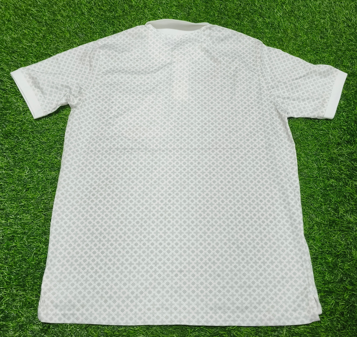 Men’s White & Light Grey Micro Print Polo T-Shirt