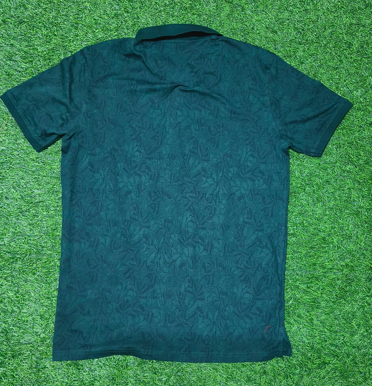 Men’s Dark Olive Green Jacquard Pattern Polo T-Shirt