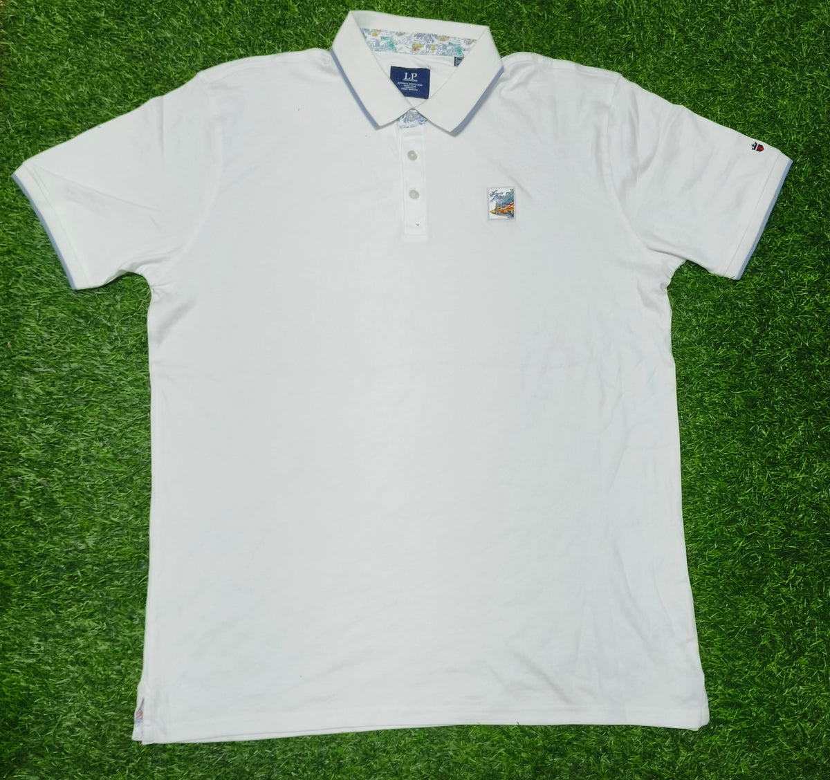 Men’s White Contrast Collar Polo T-Shirt