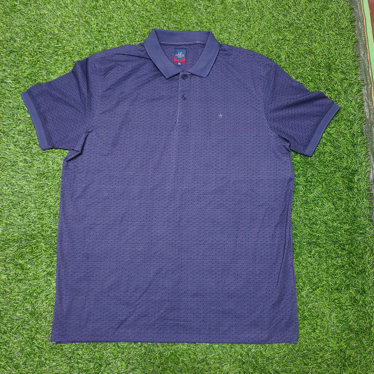 Men’s Navy Blue Textured Collar Polo T-Shirt