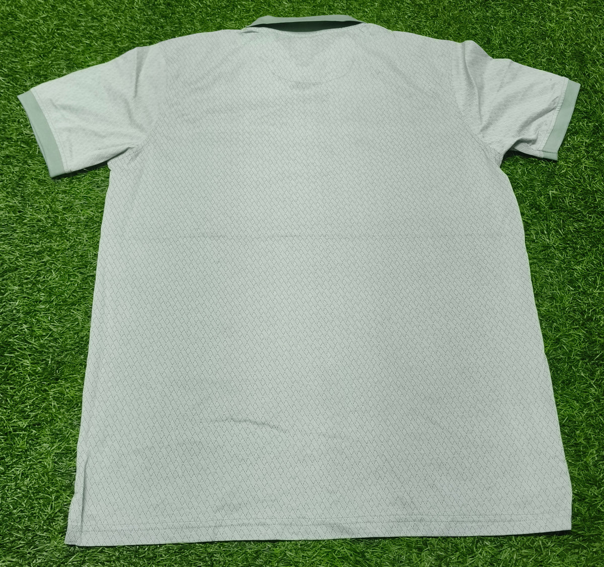 Men’s Mint Green Geometric Print Collar Polo T-Shirt