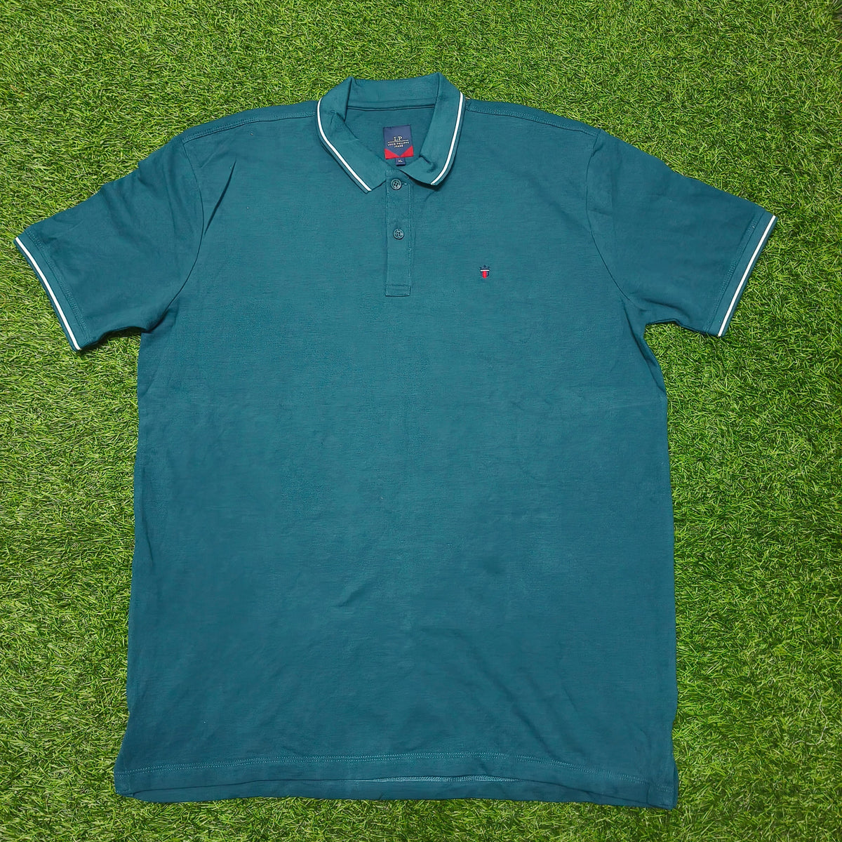 Men’s Teal Blue Contrast Collar Polo T-Shirt