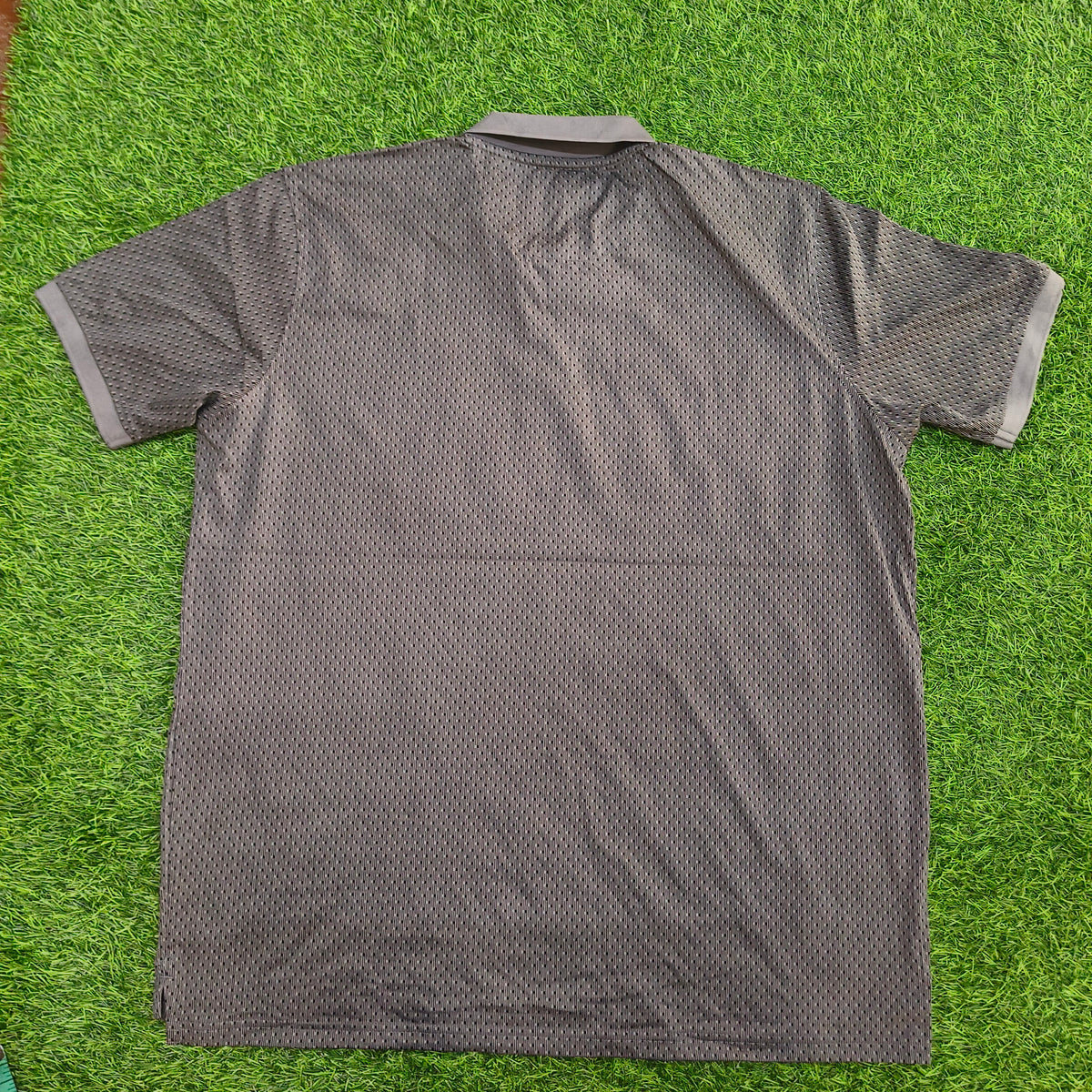 Men’s Grey Micro Print Collar Polo T-Shirt