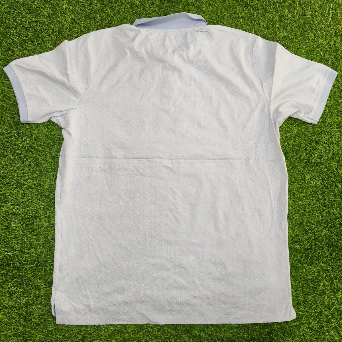 Men’s Light Sky Blue Textured Collar Polo T-Shirt with Chest Pocket