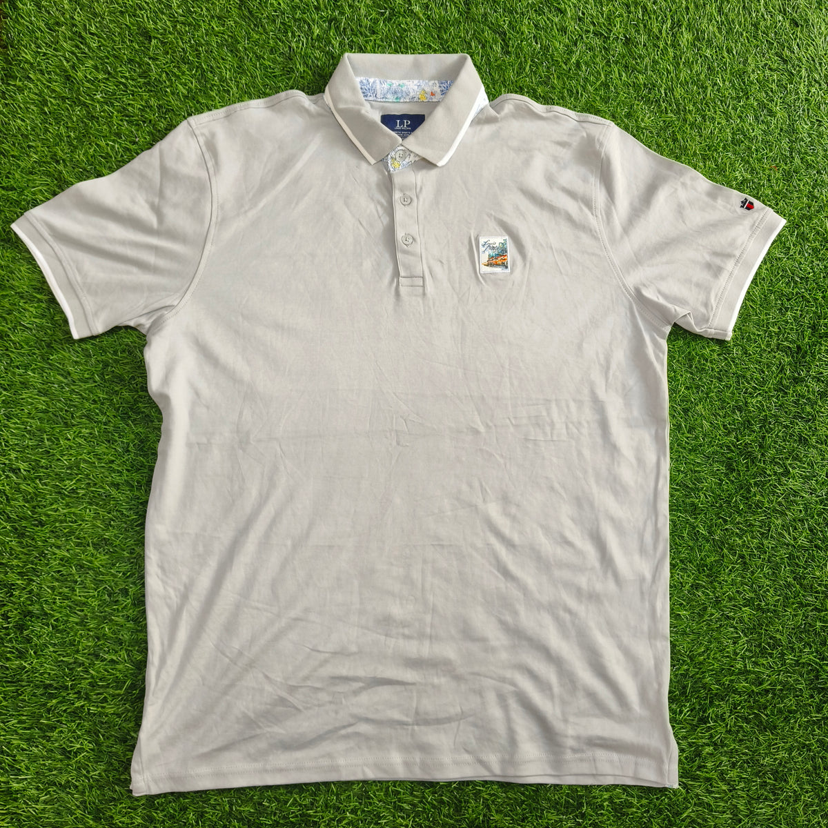 Men’s Light Grey Solid Collar Polo T-Shirt