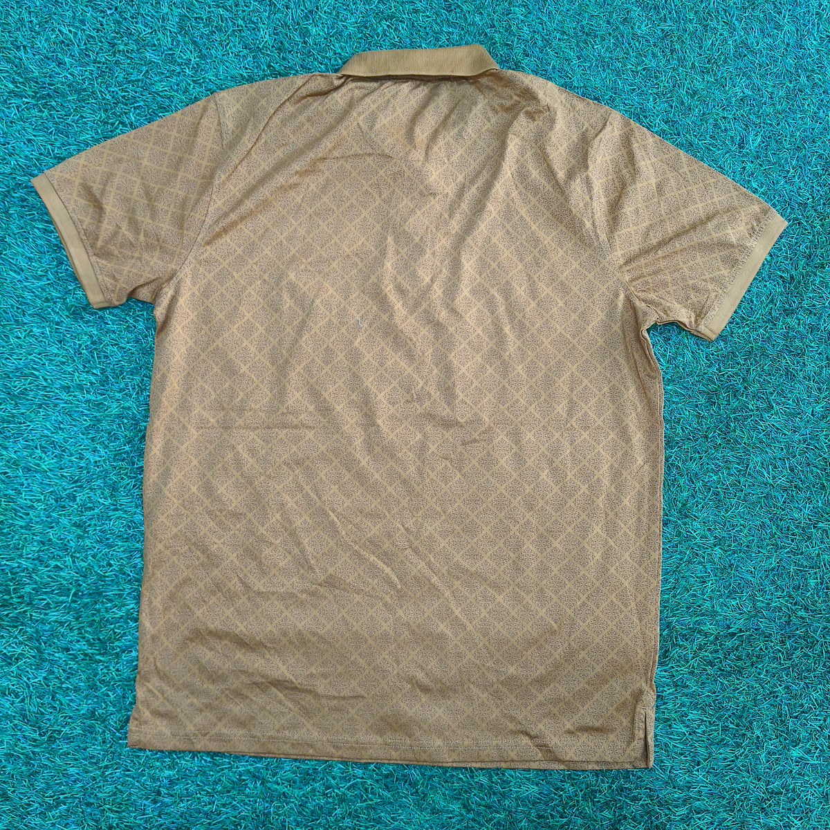 Men’s Mustard Brown Geometric Print Collar Polo T-Shirt