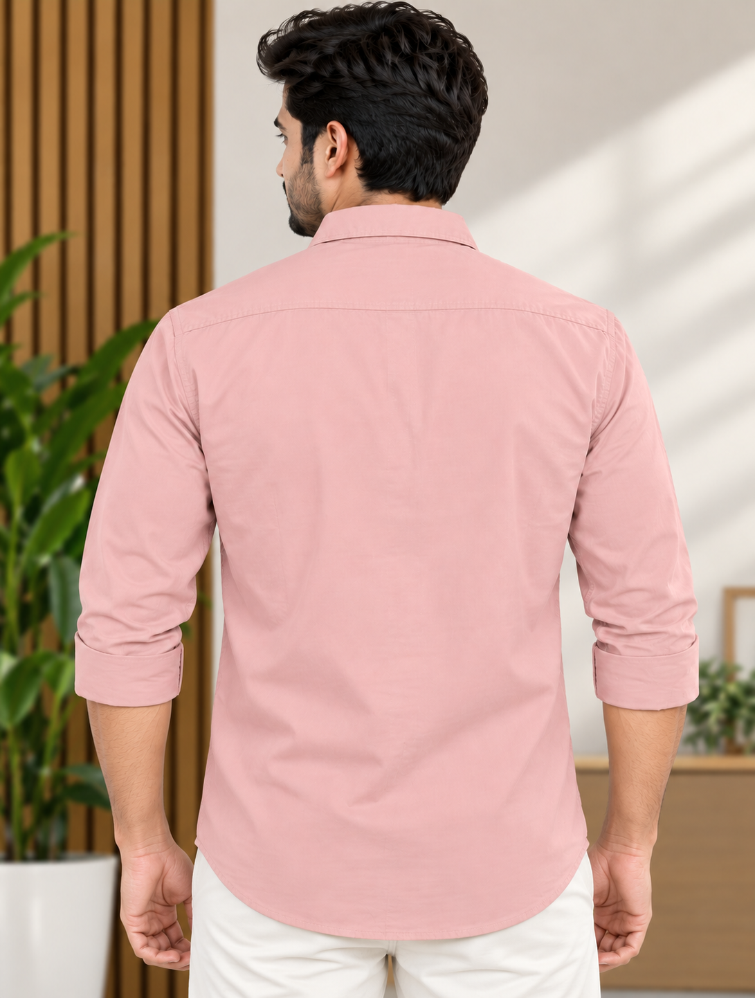 Men’s Dusty Pink color Solid Full Sleeve Shirt