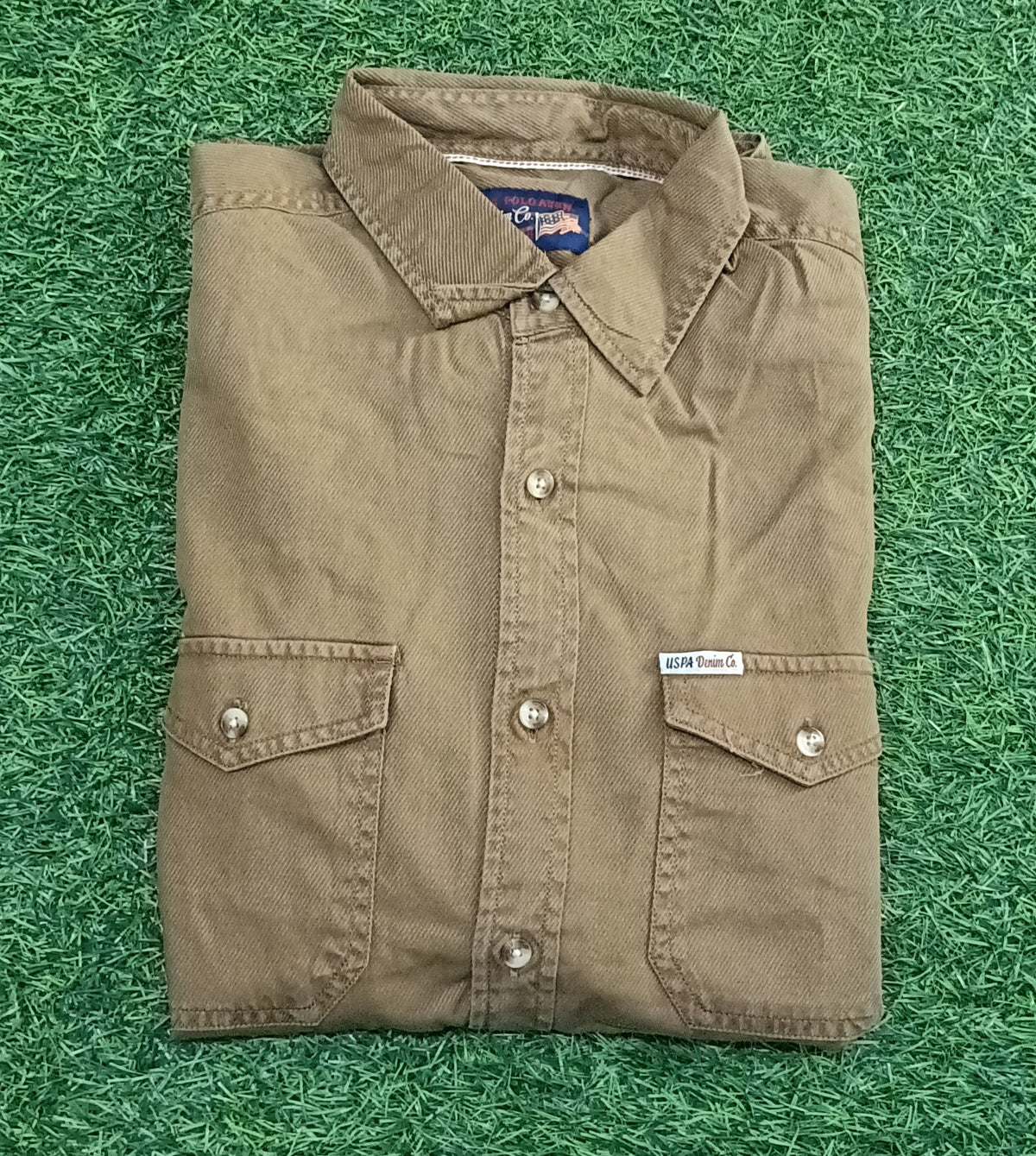 Men’s Dark Khaki Double Pocket Full Sleeve Shirt