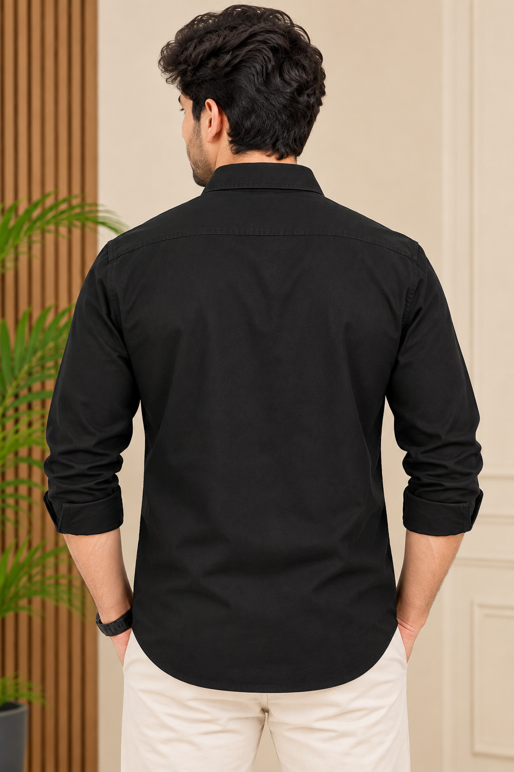 Men’s Black Colour Solid Full Sleeve Shirt