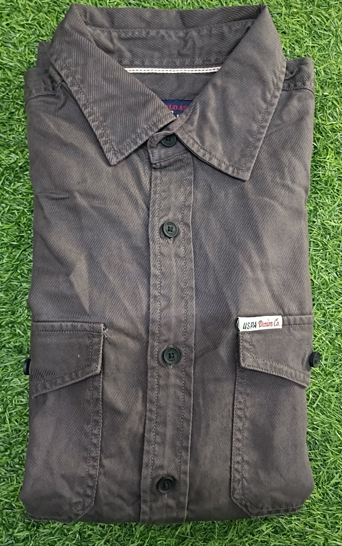 Men’s Charcoal Grey Double Pocket Full Sleeve Shirt