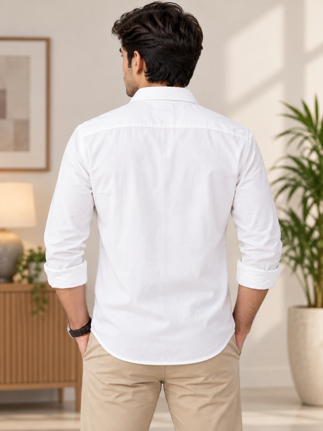 Men’s White color  Solid Full Sleeve Shirt