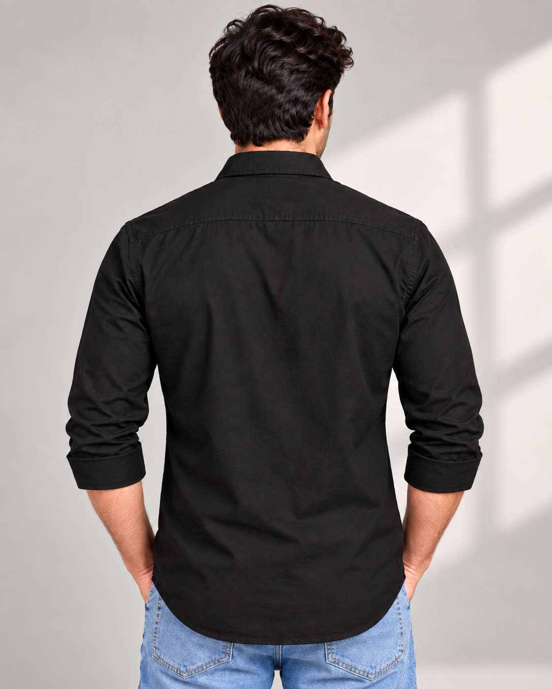 Men’s Black colour stylish Solid Full Sleeve Shirt