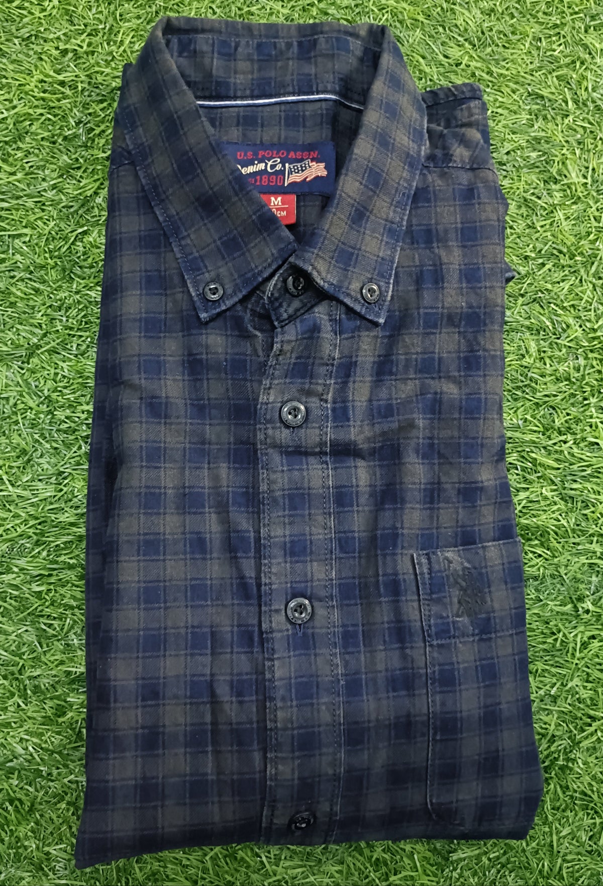 Men’s Navy Blue & Dark Grey Checked Full Sleeve Shirt