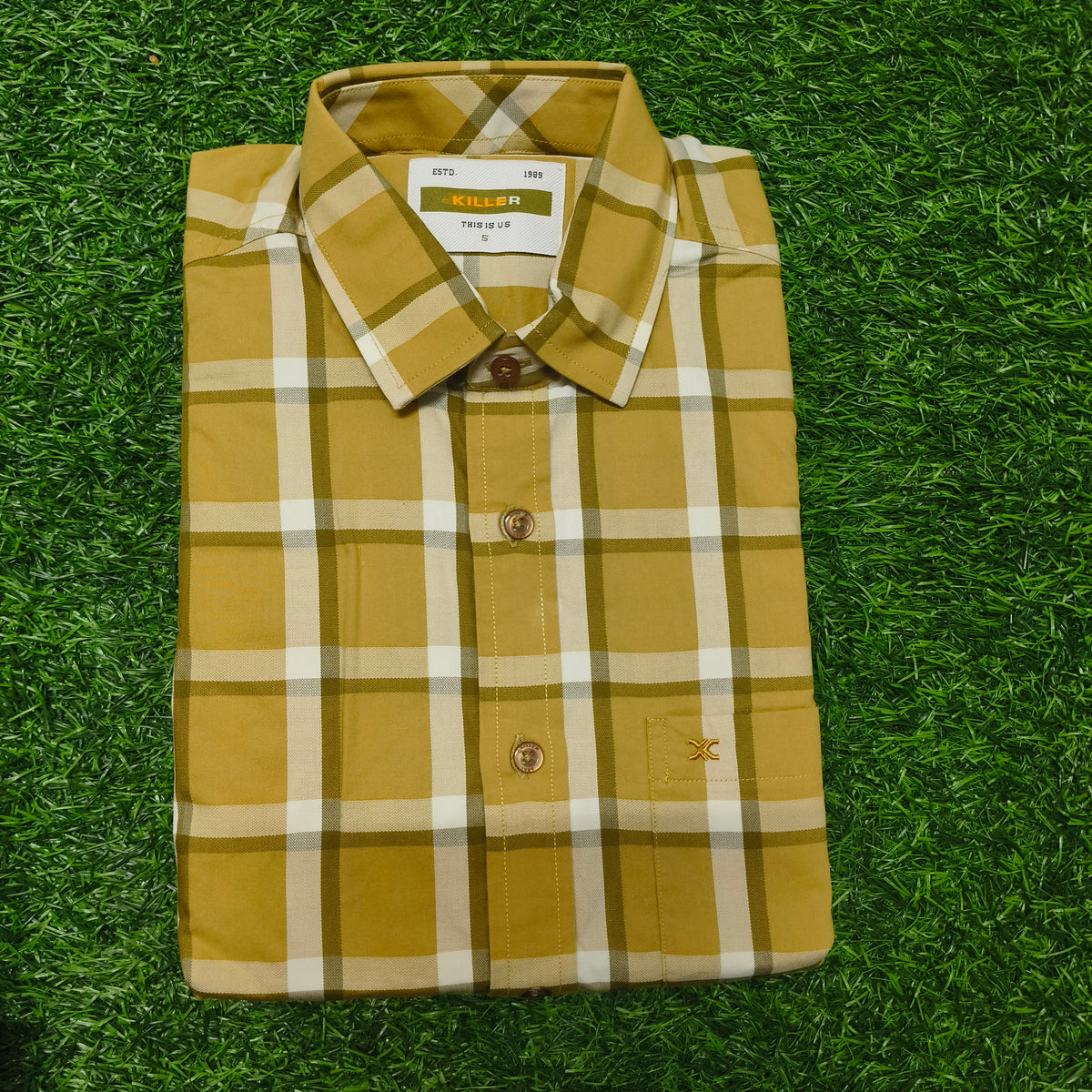 Men’s Mustard Yellow Check Full Sleeve Shirt