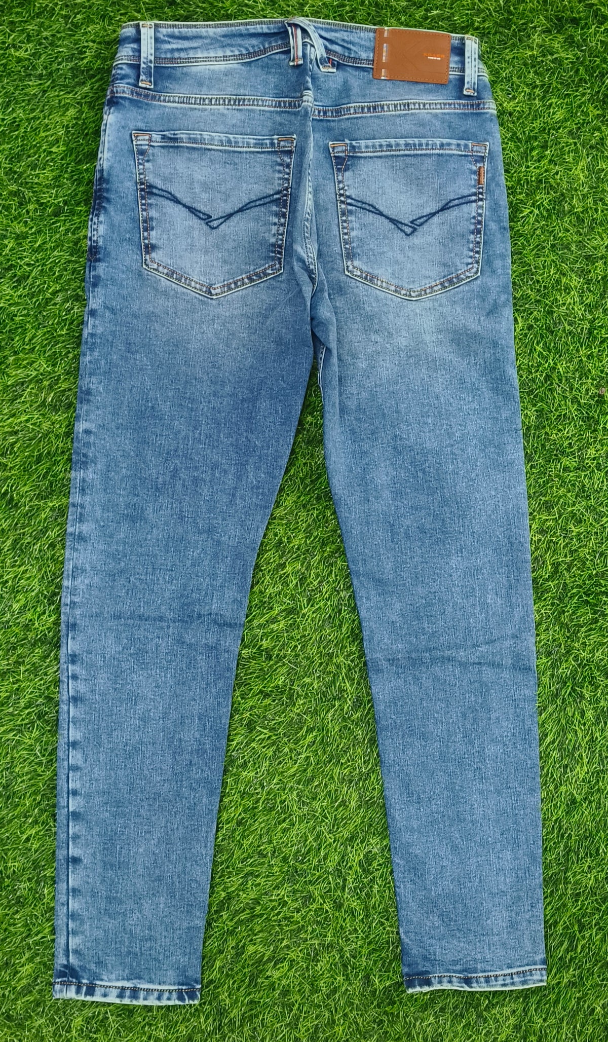 Men’s Light Blue Washed Ankle Fit Denim Jeans