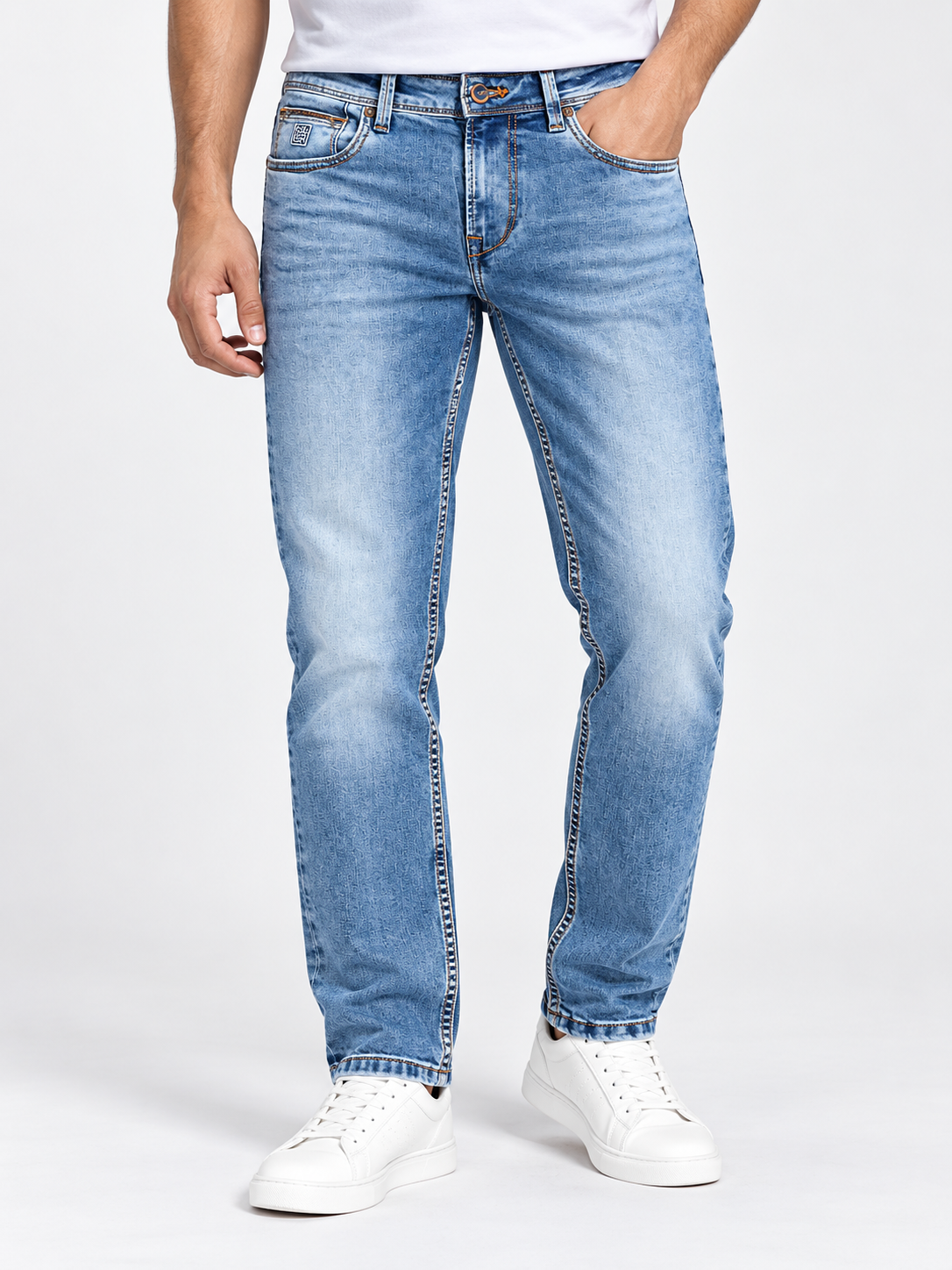 Men’s Light Blue Washed Ankle Fit Denim Jeans