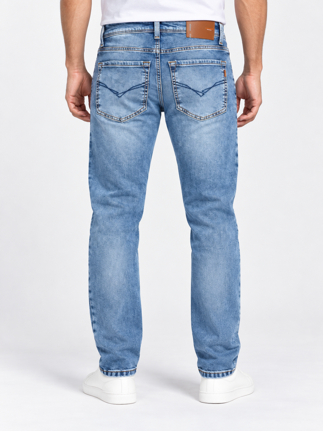 Men’s Light Blue Washed Ankle Fit Denim Jeans